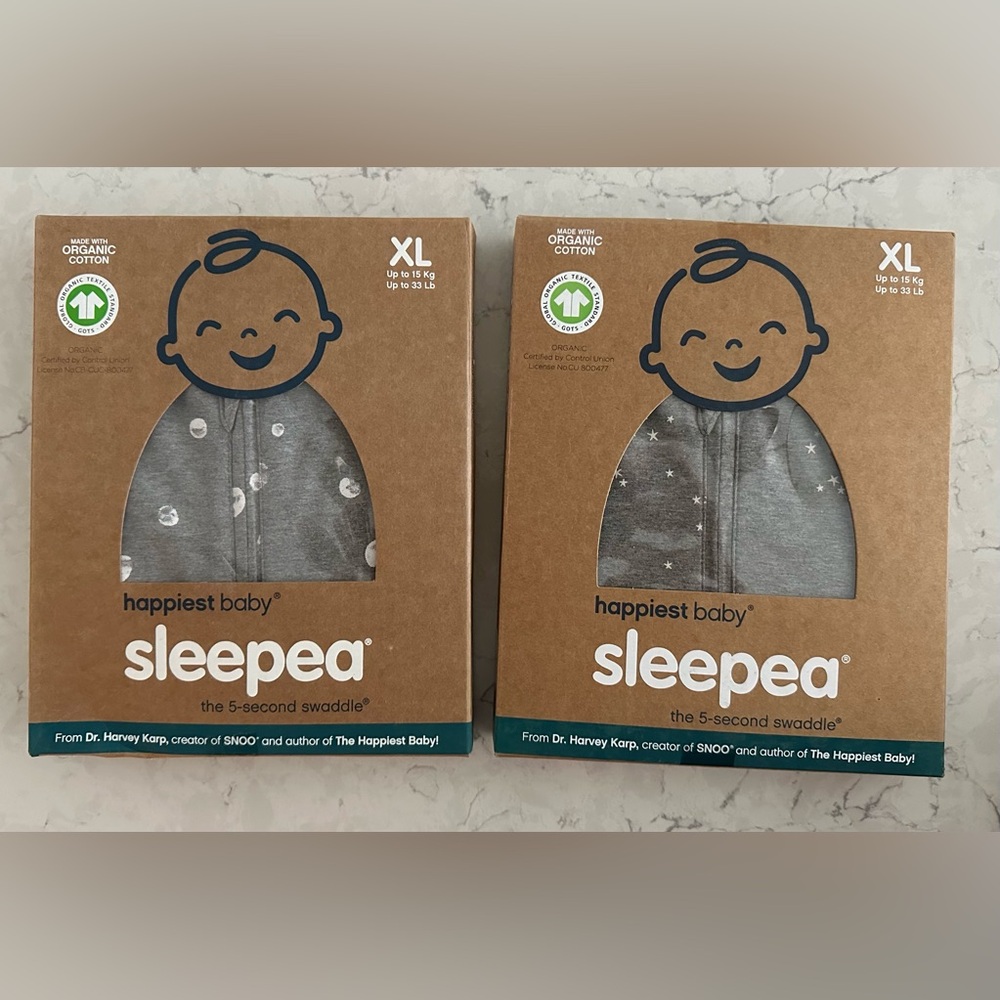 New In Box Happiest Baby Sleepea 5 Second Swaddle - X LARGE - Bundle of 2